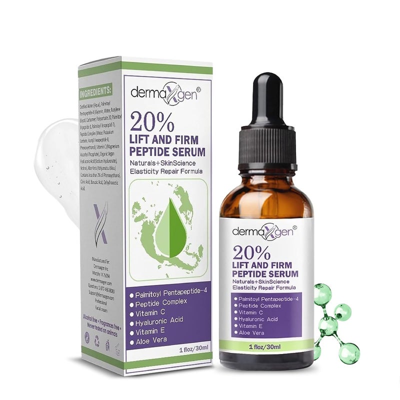 Dermaxgen Lift And Firm 20 Peptide Serum Matrixyl 3000 Pure Organic Powerful Triple CombinationAntiaging Facial Aged Wrinkles Serum 1 Fl Oz
