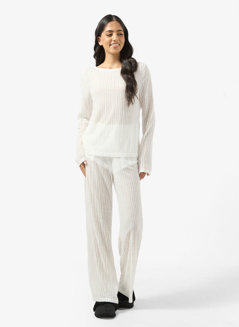 جينجر طقم استرخاء بلوزة وبنطلون بنقشة نقطة - Image 5