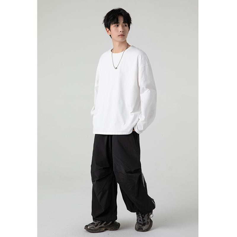 Large Loose Plus Size Cotton Long Sleeve T-Shirt Bottoming Shirt 18 Color Dropped Shoulder Version Lovers - Image 3