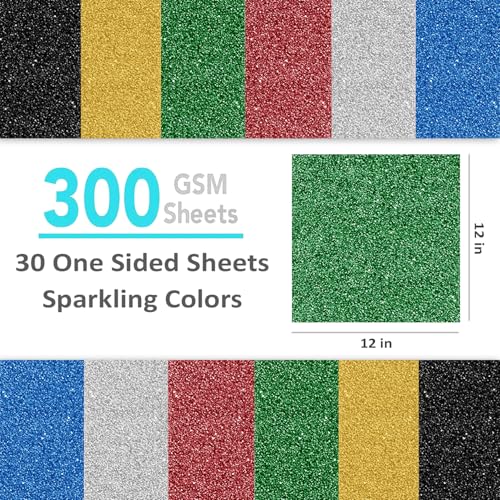 SANZIX 30 Sheets Green Glitter Cardstock Paper 12x12" 110lb 300 GSM Glitter Paper for Cricut, Christmas Cards, Scrapbook, DIY Crafts, Decor, and Custom Cards | Ideal for Gift Wraps & Booklet Covers - Image 2