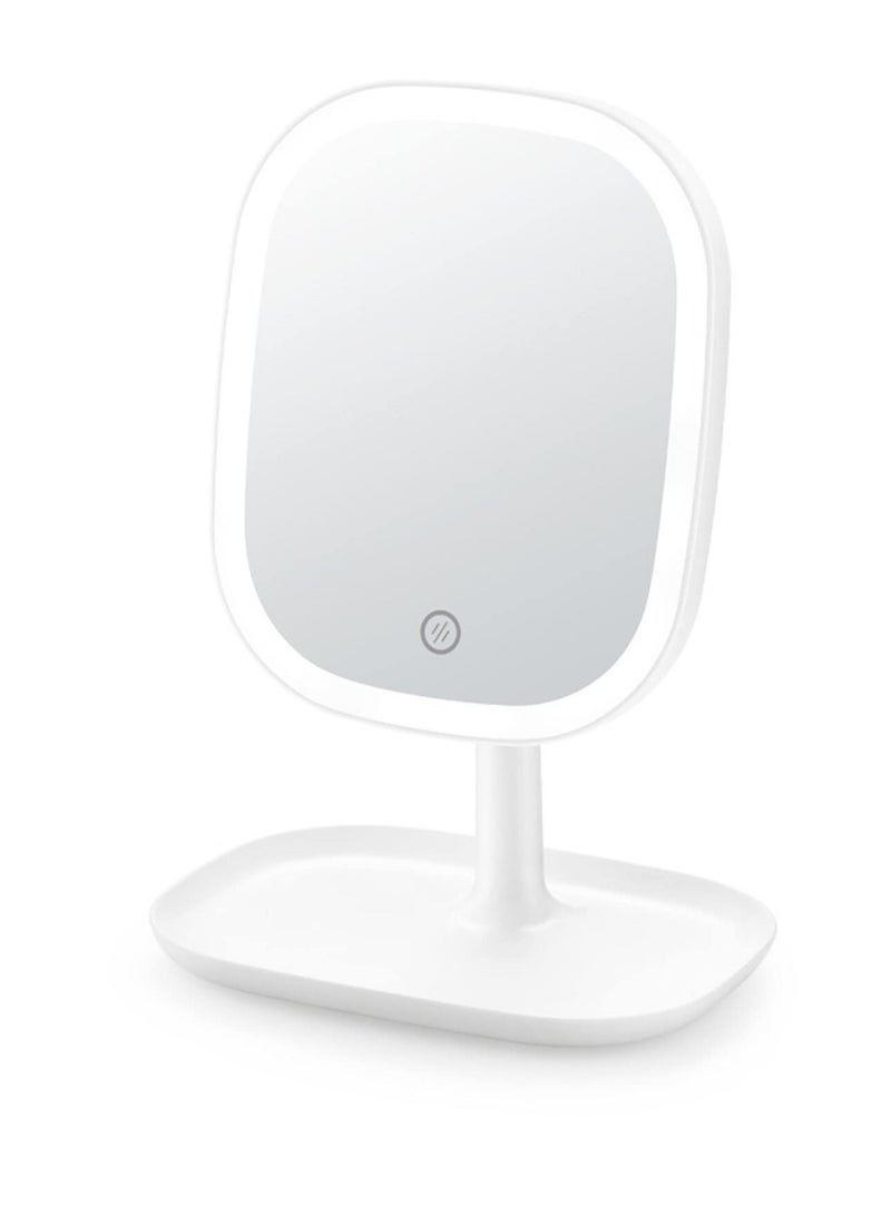 Excefore Table Desk Vanity Makeup Mirror, Makeup Mirror Touch Screen Lighted Up Mirror, 180 Degree Rotation Vanity Cosmetic Mirror, USB Rechargeable Touch Dimming Makeup Mirror, for Shower Shaving  - Image 1