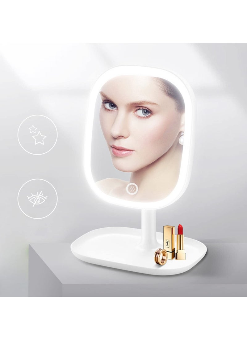 Excefore Table Desk Vanity Makeup Mirror, Makeup Mirror Touch Screen Lighted Up Mirror, 180 Degree Rotation Vanity Cosmetic Mirror, USB Rechargeable Touch Dimming Makeup Mirror, for Shower Shaving  - Image 3