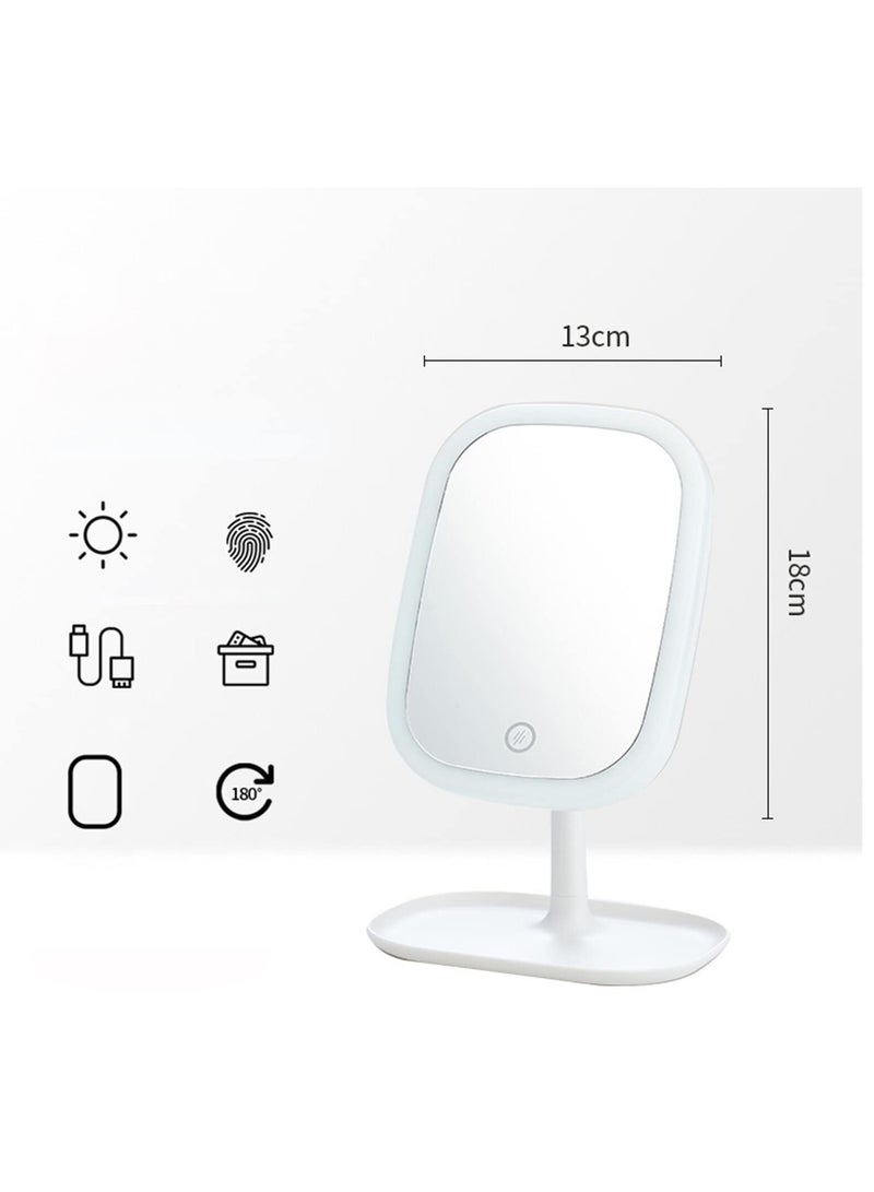Excefore Table Desk Vanity Makeup Mirror, Makeup Mirror Touch Screen Lighted Up Mirror, 180 Degree Rotation Vanity Cosmetic Mirror, USB Rechargeable Touch Dimming Makeup Mirror, for Shower Shaving  - Image 5