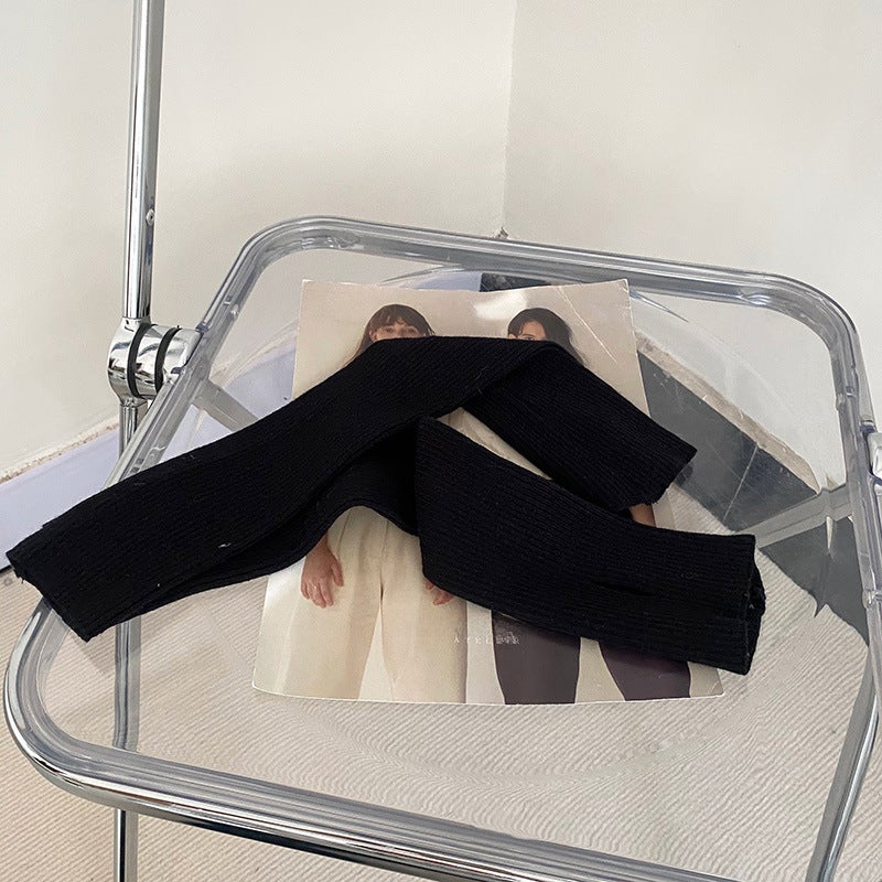 Chic Knit Arm Warmers Autumn Sweet Solid Color Half-Sleeve Black 