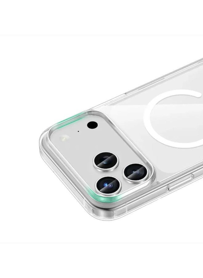 جراب موبايل آيفون 17 برو (iPhone 17 Pro) مضاد للصدمات, غطاء حماية مضاد للخدش يدعم الشحن اللاسلكي ماج سيف, مصنوع من البولي يورثين الحراري عالي الجودة - شفاف - Image 2