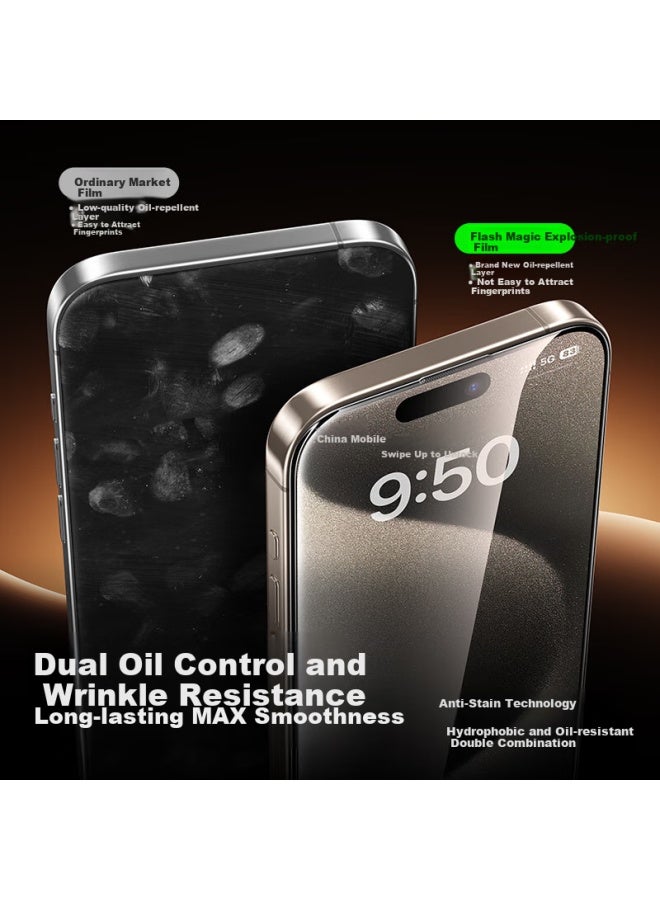 Smartdevil Tempered Glass Screen Protector For Iphone 15 Pro, Full Screen High Definition Anti-Explosion Anti-Drop Anti-Fingerprint Smooth Touch Feeling Thin Edge No White Edge Dustproof Earpiece 2-Pa - Image 3