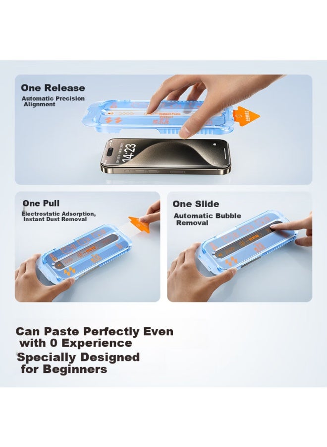 Smartdevil Tempered Glass Screen Protector For Iphone 15 Pro, Full Screen High Definition Anti-Explosion Anti-Drop Anti-Fingerprint Smooth Touch Feeling Thin Edge No White Edge Dustproof Earpiece 2-Pa - Image 2