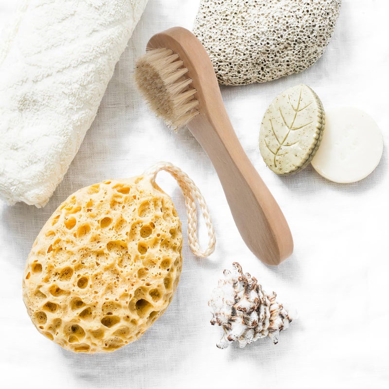 Wooden Handle Soft Bristle Face Cleansing Brush and Back Scrubber Set for Dry Brushing Exfoliation Shower Body Cleaning Men Women Travel Bath - Image 5