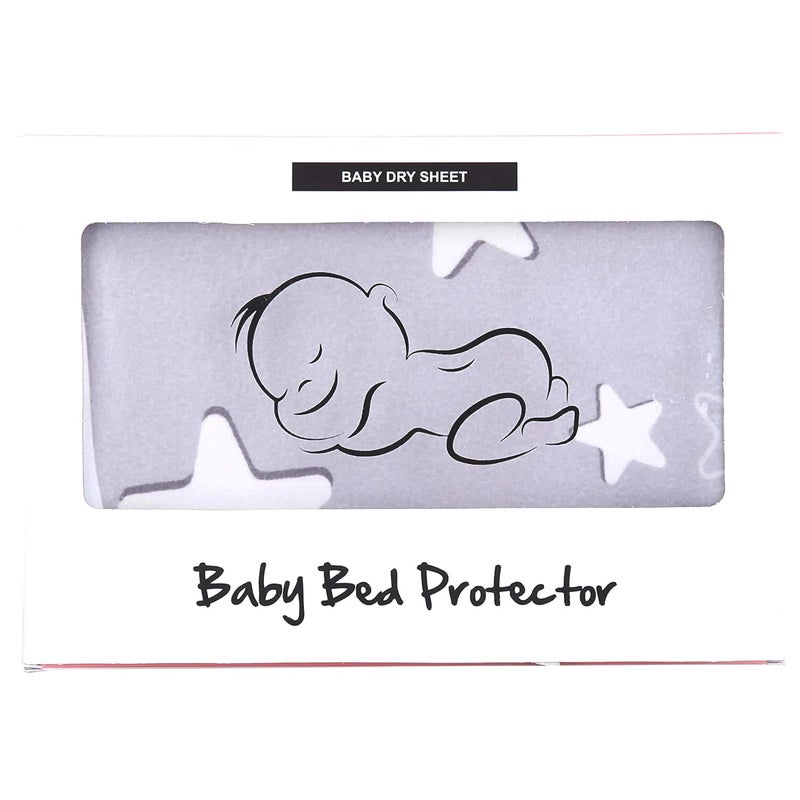 AHC Zikku Printed Dry Sheets for Baby Large Size Soft |Comfortable |Extra Absorbency|Fast Dry (100x140 cm, Grey, Star Print) - Image 1