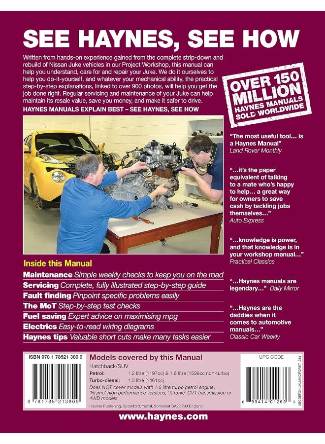 Nissan Juke (10 - 17) Haynes Repair Manual: ('10-'17) 60 to 17 - Image 3