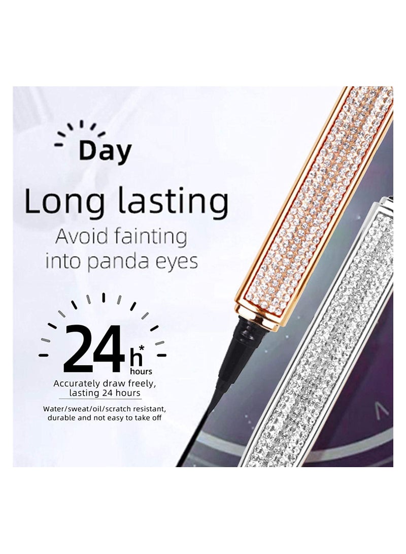 SYOSI 2PCS Eyelash Glue Pen, Lash Glue Pen Upgraded Self-adhesive Eyeliner Pencil, No Glue No Magnetic Liquid Eyeliner Pen, Eye Liner for Eye Makeup and Wear Normal False Eyelashes, Black&Clear - Image 5
