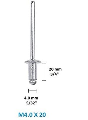 RKGD RKGD 39mm x 19mm 532 X 34 Aluminium Blind POP Rivet Metal Rivets for Riveting Pack of 250 Pcs  - Image 3
