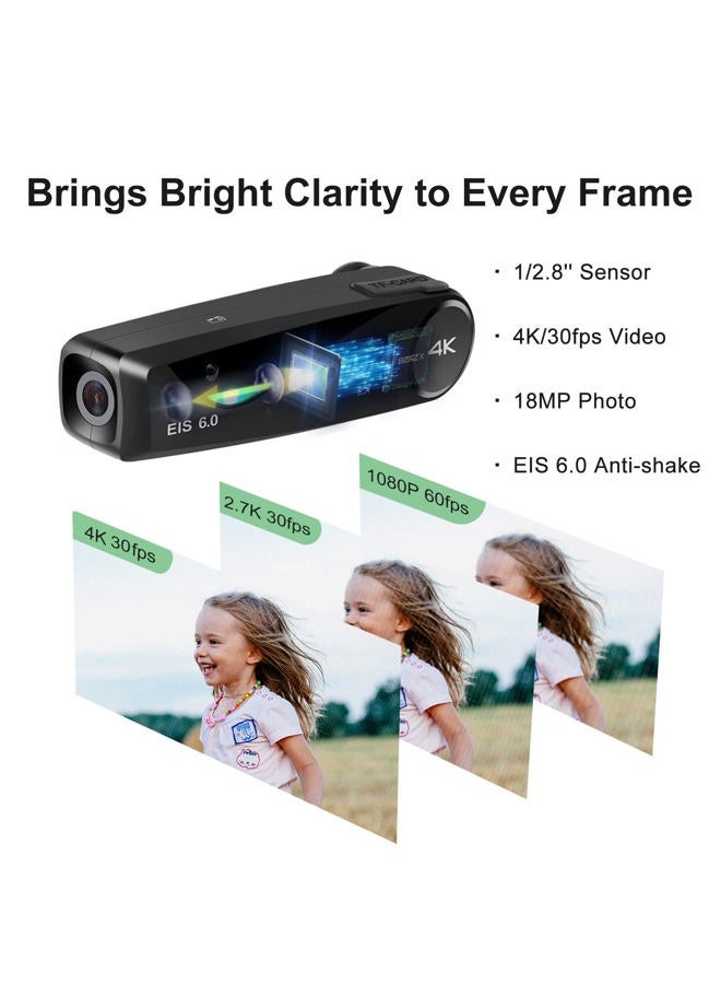 ORDRO EP6 Plus 4K Portable Vlog Camcorder, Video Camera Vlog UHD 1080P 60FPS Mounted Handsfree Camera with EIS 6.0 Anti-Shake, Micro 32G Memory Card, Smart Remote Control - Image 2