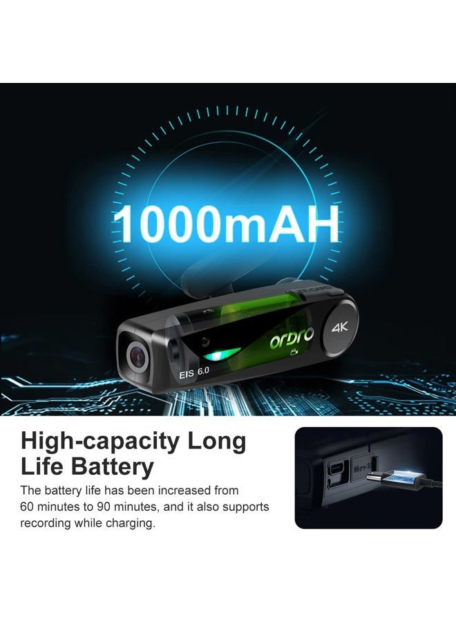 ORDRO EP6 Plus 4K Portable Vlog Camcorder, Video Camera Vlog UHD 1080P 60FPS Mounted Handsfree Camera with EIS 6.0 Anti-Shake, Micro 32G Memory Card, Smart Remote Control - Image 3