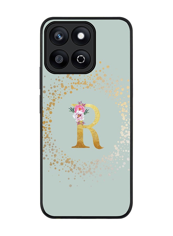 Stylizedd For Honor X7c 4G Case,Slim fit Camera Protection, Shockproof Thin Phone cover  - Custom Monogram Floral - R  (Light Grey ) - Image 1