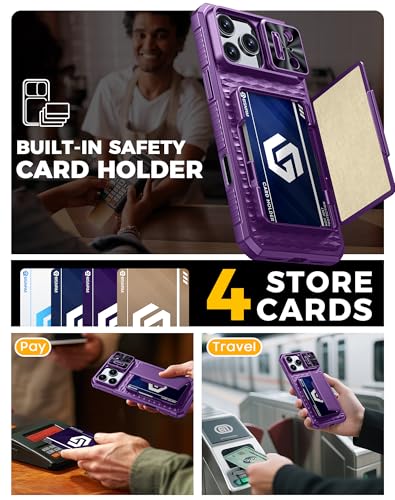 BSNRM for iPhone 17 Pro Max Case Wallet, Built-in RFID Blocking Card Holder (4-5 Cards), Camera Control Button, Slide Camera Cover, Shockproof Rugged Silicone Phone Case for iPhone 17 Pro Max, Purple - Image 4