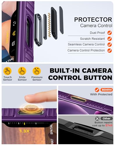 BSNRM for iPhone 17 Pro Max Case Wallet, Built-in RFID Blocking Card Holder (4-5 Cards), Camera Control Button, Slide Camera Cover, Shockproof Rugged Silicone Phone Case for iPhone 17 Pro Max, Purple - Image 3