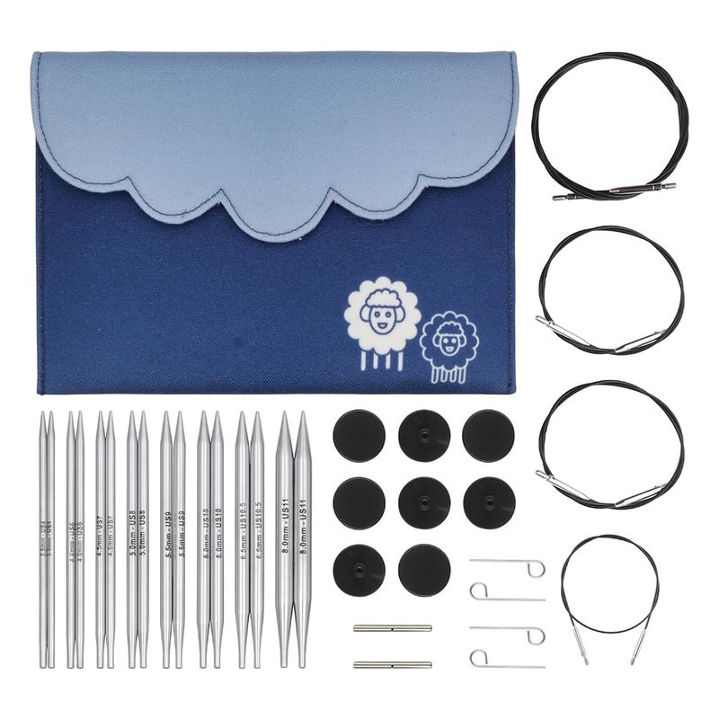 KnitPro Nova Deluxe Interchangeable Needle Set 5 13cm  8 Sizes 35mm to 8mm