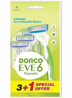DORCO EVE 6 FIRST DISPOSABLE 6 BLADES RAZOR IN THE WORLD (BONUS PACK) WOMEN 3+1 FREE