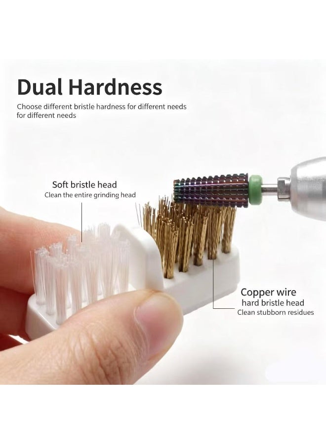 2pcs Dual Bristle Nail Drill Bit Cleaning Brush - Soft Nylon & Copper Wire Brush for Removing Residue, Nail Art Tool for Salon & Home Use - Image 5