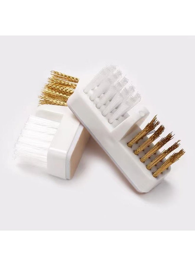 2pcs Dual Bristle Nail Drill Bit Cleaning Brush - Soft Nylon & Copper Wire Brush for Removing Residue, Nail Art Tool for Salon & Home Use - Image 1