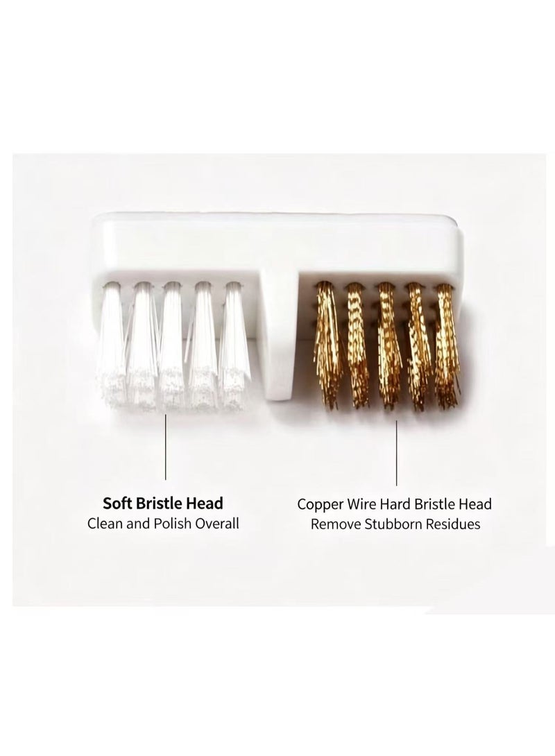 2pcs Dual Bristle Nail Drill Bit Cleaning Brush - Soft Nylon & Copper Wire Brush for Removing Residue, Nail Art Tool for Salon & Home Use - Image 2