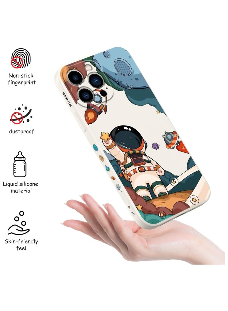 for iPhone 14 Pro Max Case Astronaut Butterfly Flower Pattern Soft Anti Scratch Microfiber Lining Inside Phone Cover, Anti Fingerprint Slim Fit Silicone Soft 14 Pro Max Case-White 4 - Image 3