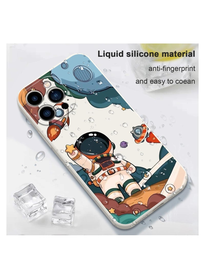 for iPhone 14 Pro Max Case Astronaut Butterfly Flower Pattern Soft Anti Scratch Microfiber Lining Inside Phone Cover, Anti Fingerprint Slim Fit Silicone Soft 14 Pro Max Case-White 4 - Image 5