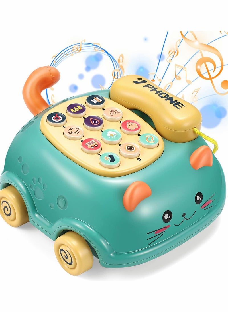 SYOSI Baby Phone Toys, Baby Music Toys, Baby Musical Toys Car Toy, Toddler Toys Boys Girls Toy, Kids Pretend Phone, Kids Educational Development Toy, Cute Cat Face Toys with Light, Gift for Children - Image 1