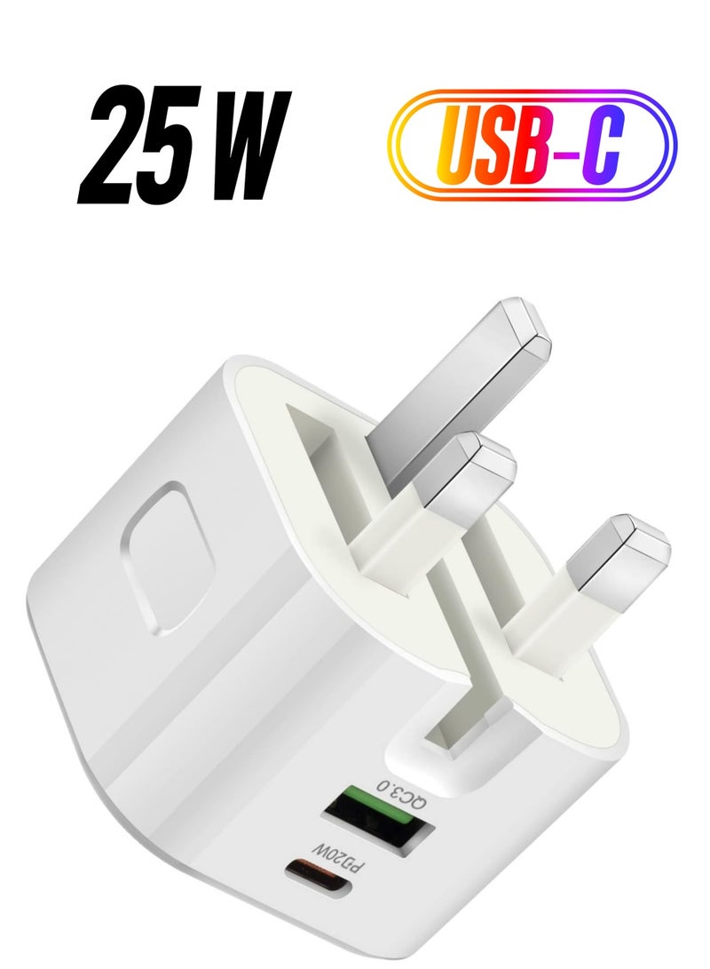 Jmary JMARY 25W USB-C Dual Port Charger, Foldable Plug Wall Charger, Infino Travel Adapter, PD TYPE C+USB Quick Charge 3.0 - compatible with iPhone 12/13/14, Samsung, Huawei, iPad, Google Pixel - Image 1
