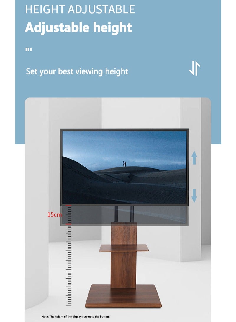 إف إتش حامل تلفزيون أرضي من الخشب الحبوب مع أقواس تخزين لتلفزيون بشاشة OLED / LED / LCD مقاس 32-62 بوصة بني - Image 4