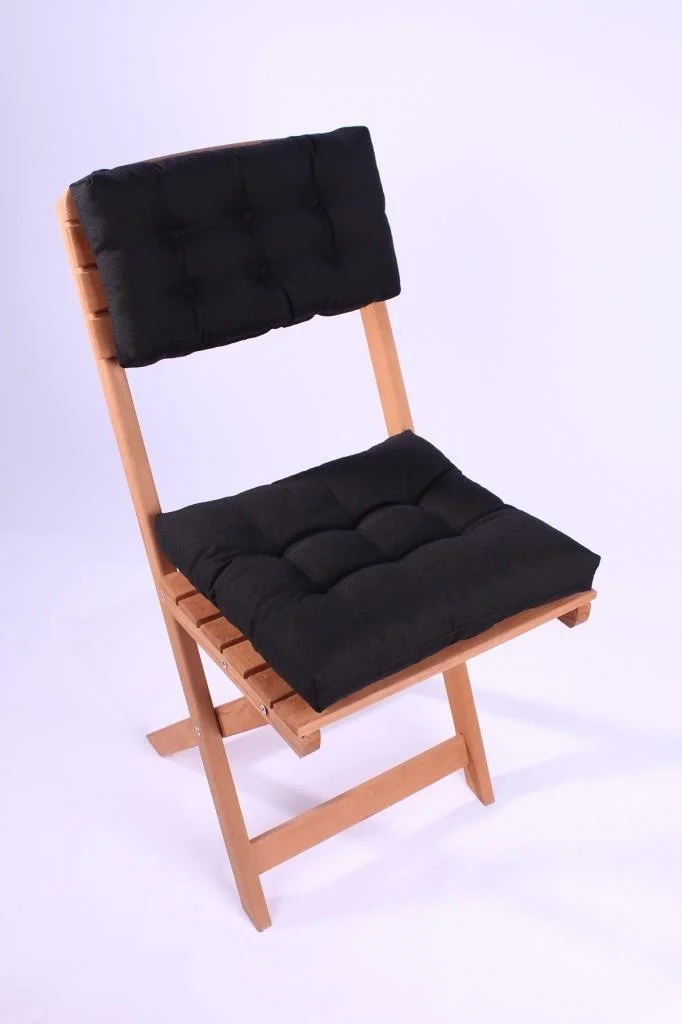 Altın Pamuk Gold Cotton Luxury Bistro Wooden Kitchen Garden Chair Cushion Set 2 Pieces with Backrest