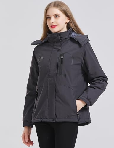 ELLSWOS Womens Winter Coats Waterproof Ski Jacket Warm Snow Jackets Windproof Windbreaker Hooded Raincoat - Image 5