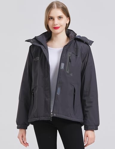 ELLSWOS Womens Winter Coats Waterproof Ski Jacket Warm Snow Jackets Windproof Windbreaker Hooded Raincoat - Image 2