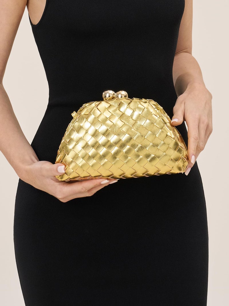 CHUNLI Dressy Woven Clutch Purses for Women Evening Wedding Formal Occasion,Dumpling Crossbody Shoulder Handbags for Women - Image 2