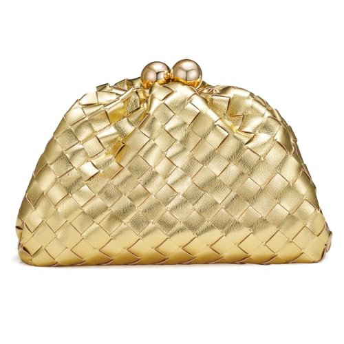 CHUNLI Dressy Woven Clutch Purses for Women Evening Wedding Formal Occasion,Dumpling Crossbody Shoulder Handbags for Women - Image 1