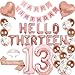DUFACAI 13th Birthday Party Decorations Hello Thirteen Party Balloons 13th Birthday Tiara Sash Happy Birthday Banner for 13 Year Old Girls Birthday Party Favor Supplies - Image 2