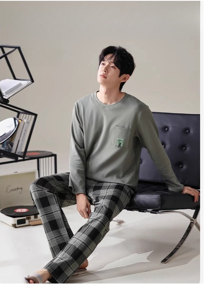 Breathing Pajamas-Men's Pajamas Made Of Pure Cotton, Loose And Comfortable, Long Sleeved Casual Home Suit Set - pzsku/Z82E7BE722D6A09B49D57Z/45/_/1726132194/947a5ad4-3b46-4634-9a49-5a93a566e425