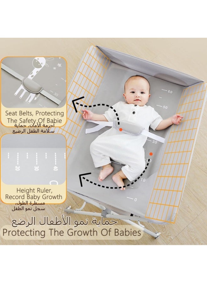 LBMT Foldable Baby Diaper Changing Table,Waterproof Versatile Babies Clothing Changing Table with Storage Rack,Pillow,Small basin,Urine pad,4-Level Adjustable Height & Large Mobile Nursery Organizer Storage for Newborn Infant (Grey) - Image 3
