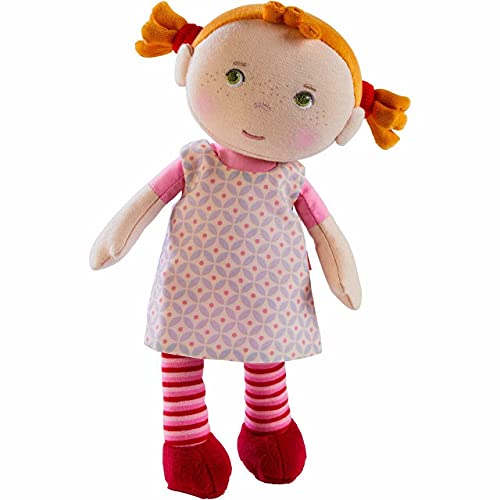 HABA Soft Baby Doll Roya - 10" Rag Doll with Red Pigtails, Pink Dress - Machine Washable Doll - Ideal Soft Doll for 2 Year Old Girls - Image 1