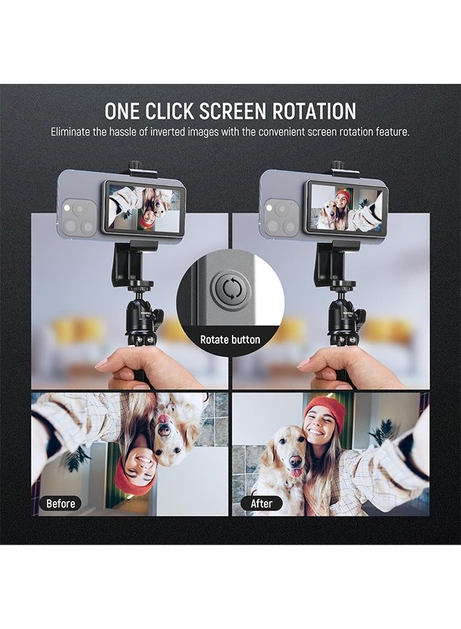 NEEWER Basics 4" Vlog Selfie Monitor Screen for iPhone, Magnetic Phone Back Cam Monitor, Wireless Connection/Bluetooth Remote for YouTube Live Stream, NOT Compatible with Google Phones/4K Video, F4B