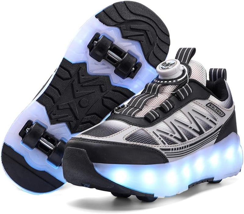 HFXC Roller Skates 4 Wheels Shoes for Kids - New Upgrade Skates Sneakers LED Light Up Rechargeable Sport Sneaker for Boys Girls Beginner More Balanced - Image 1