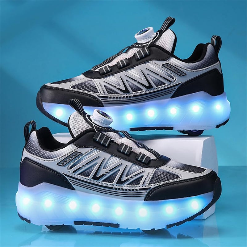 HFXC Roller Skates 4 Wheels Shoes for Kids - New Upgrade Skates Sneakers LED Light Up Rechargeable Sport Sneaker for Boys Girls Beginner More Balanced - Image 2