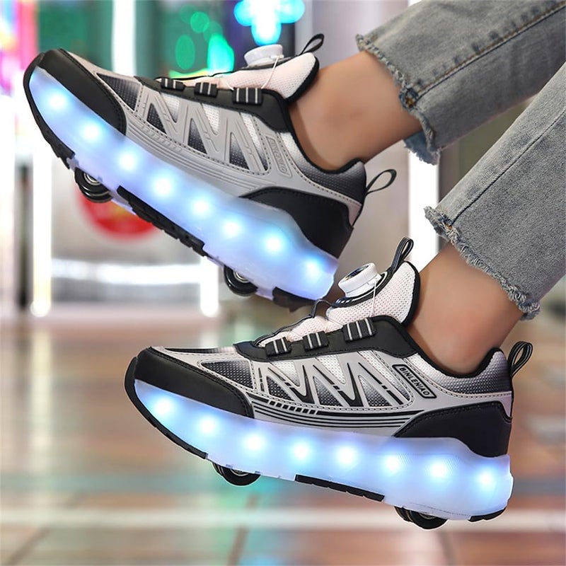 HFXC Roller Skates 4 Wheels Shoes for Kids - New Upgrade Skates Sneakers LED Light Up Rechargeable Sport Sneaker for Boys Girls Beginner More Balanced - Image 5