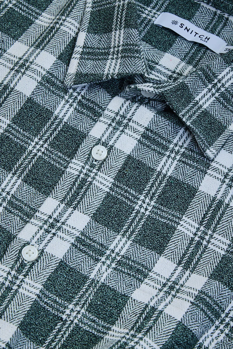 SNITCH Dark Green Dark Green Checkered Long Sleeve Regular Fit Plus Size Shirt for Men | Best Price UAE
