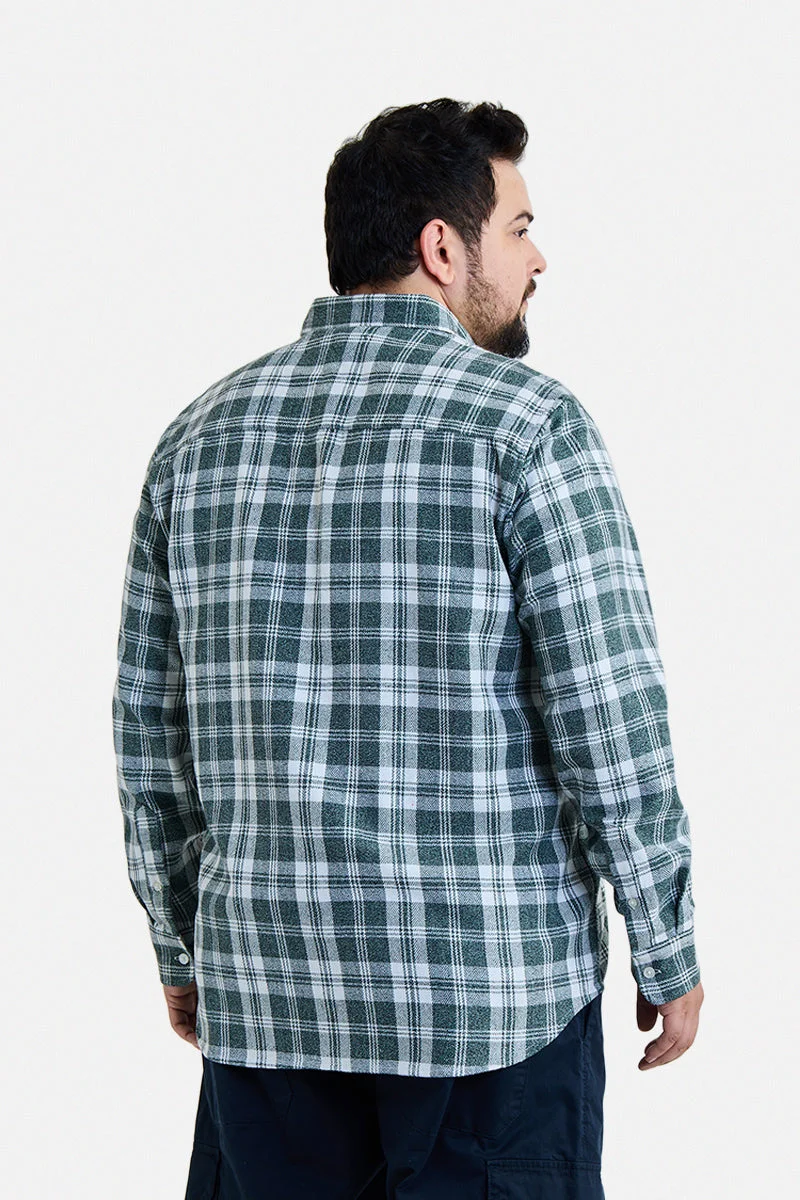 SNITCH Dark Green Dark Green Checkered Long Sleeve Regular Fit Plus Size Shirt for Men | Best Price UAE