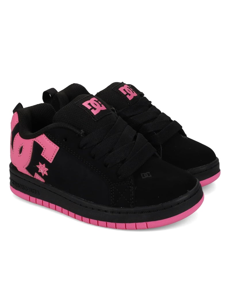 DC -girls Court Graffik Skate Shoe, Black/Pink, 3.5 Big Kid US - Image 1