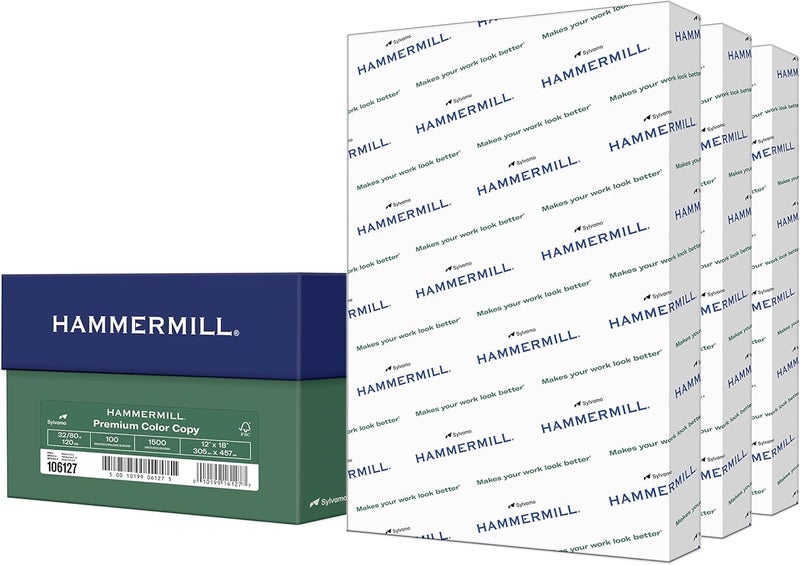Hammermill Printer Paper, Premium Color 32 lb Copy Paper, 12 x 18-3 Ream (1,500 Sheets) - 100 Bright, Made in the USA, 106127C - Image 1