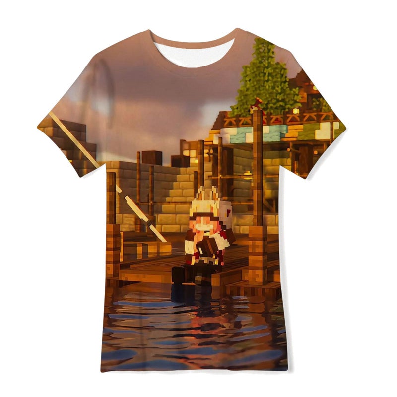 3D Digital Printing Children'S Wear Summer T-Shirt My Square World Pixel Style Loose Casual Short-Sleeved Shirt - Image 3