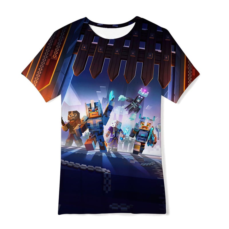 3D Digital Printing Children'S Wear Summer T-Shirt My Square World Pixel Style Loose Casual Short-Sleeved Shirt - Image 2